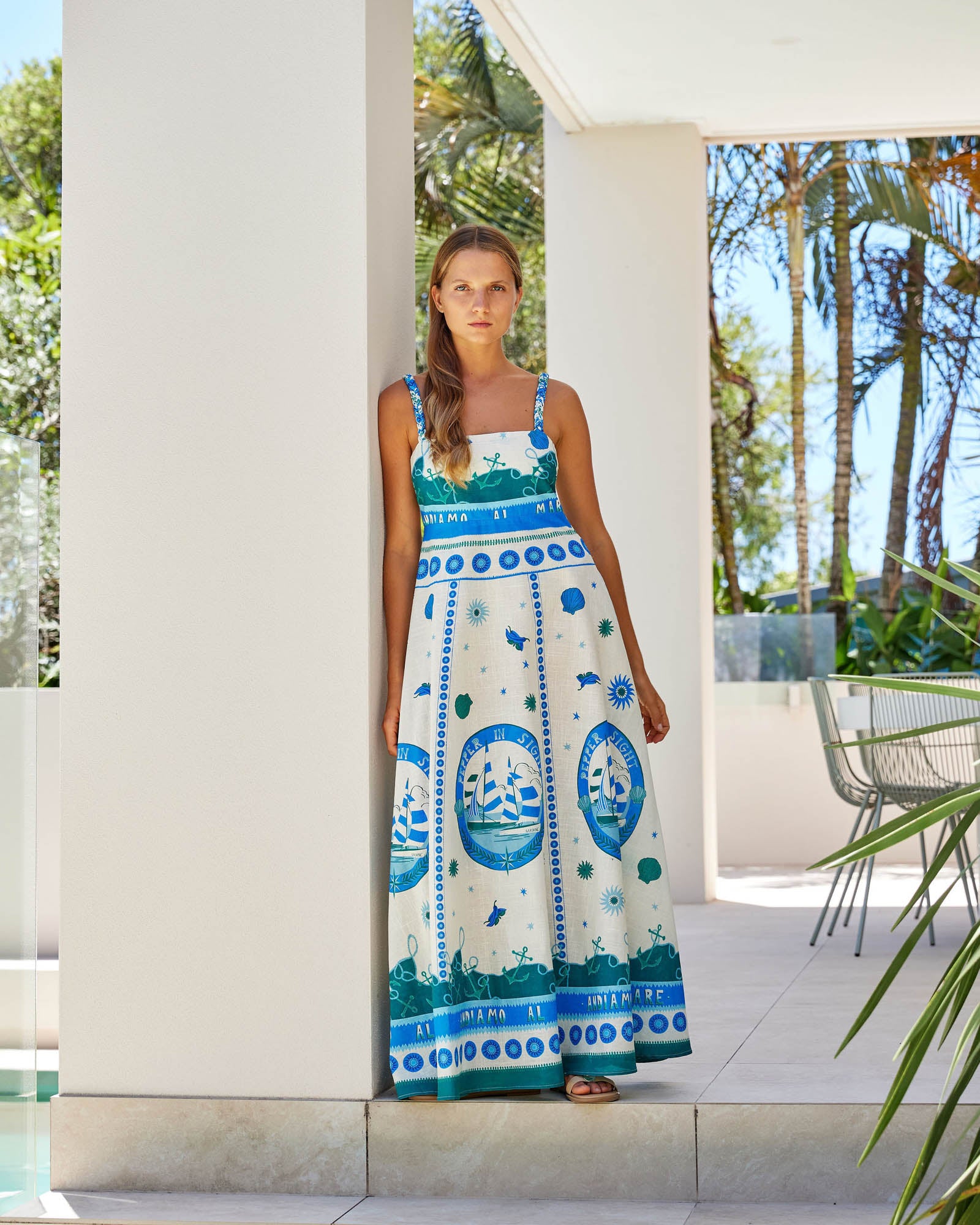 knee length dresses for ladies Navy Blue Midi Dress in Lace with Handmade Sardinian Flower – Limonada Pink main image 0
