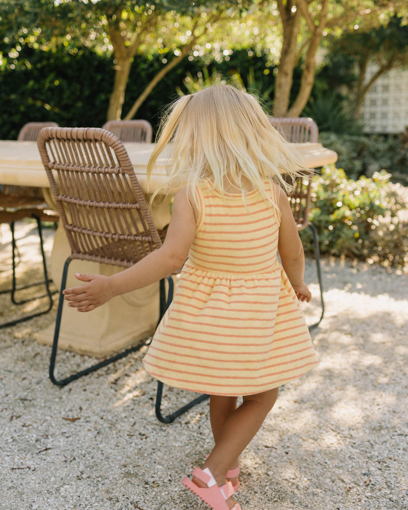 Wren Dress - Terry Stripe Yellow