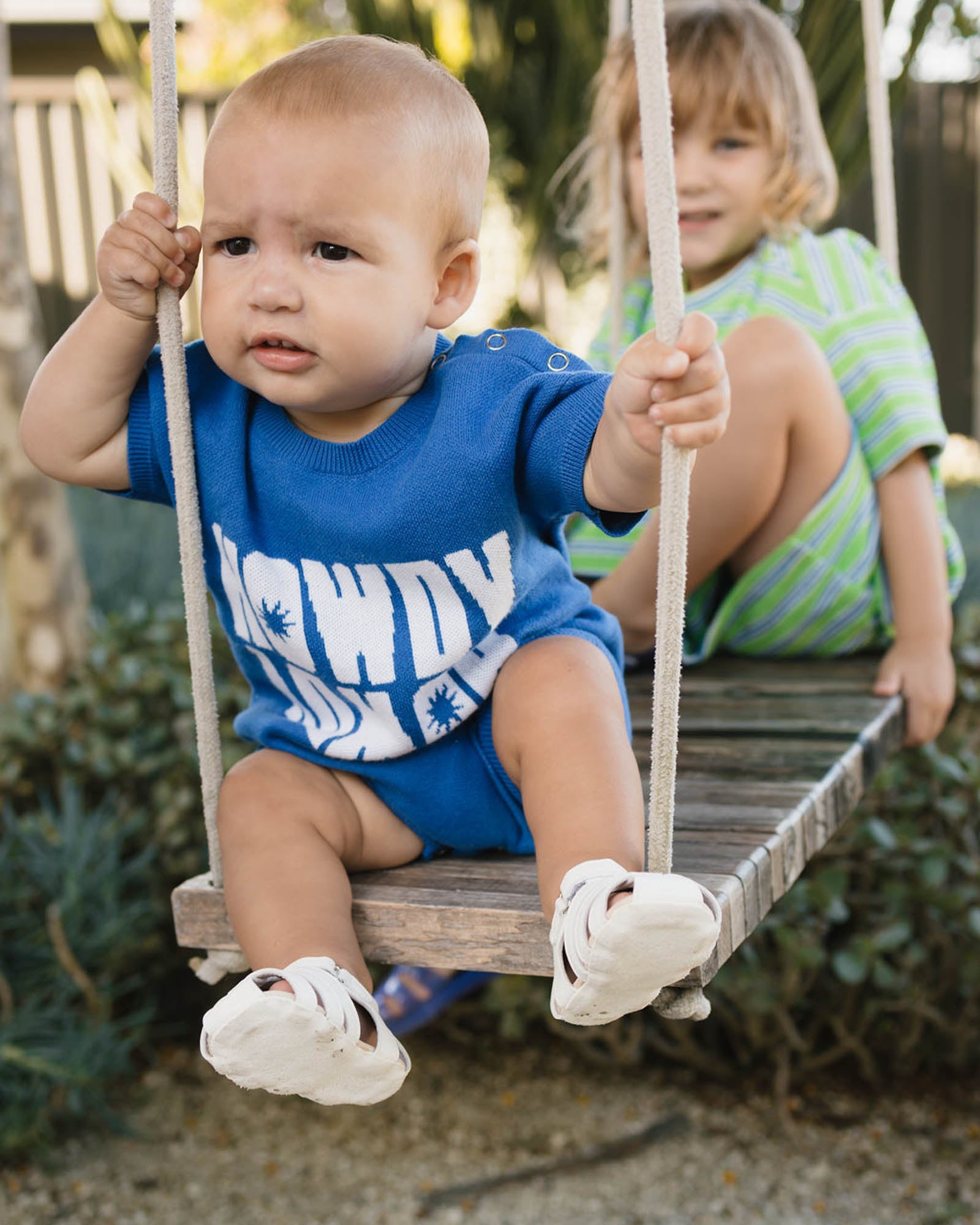 Arkley Knit Romper - Howdy Blue