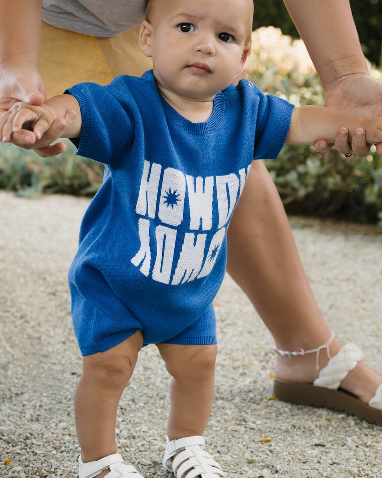 Arkley Knit Romper - Howdy Blue