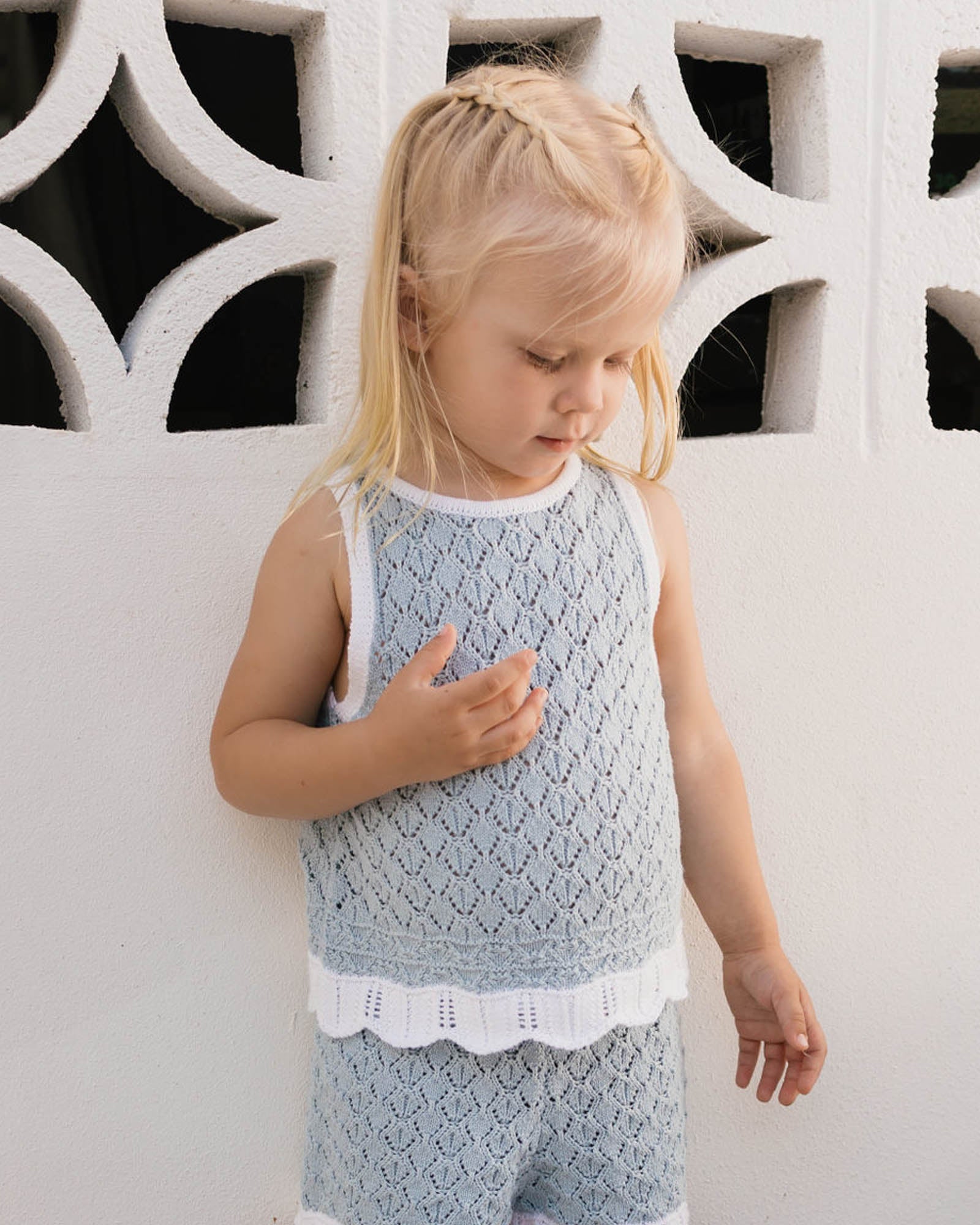 Bella Knit Tank - Blue and White