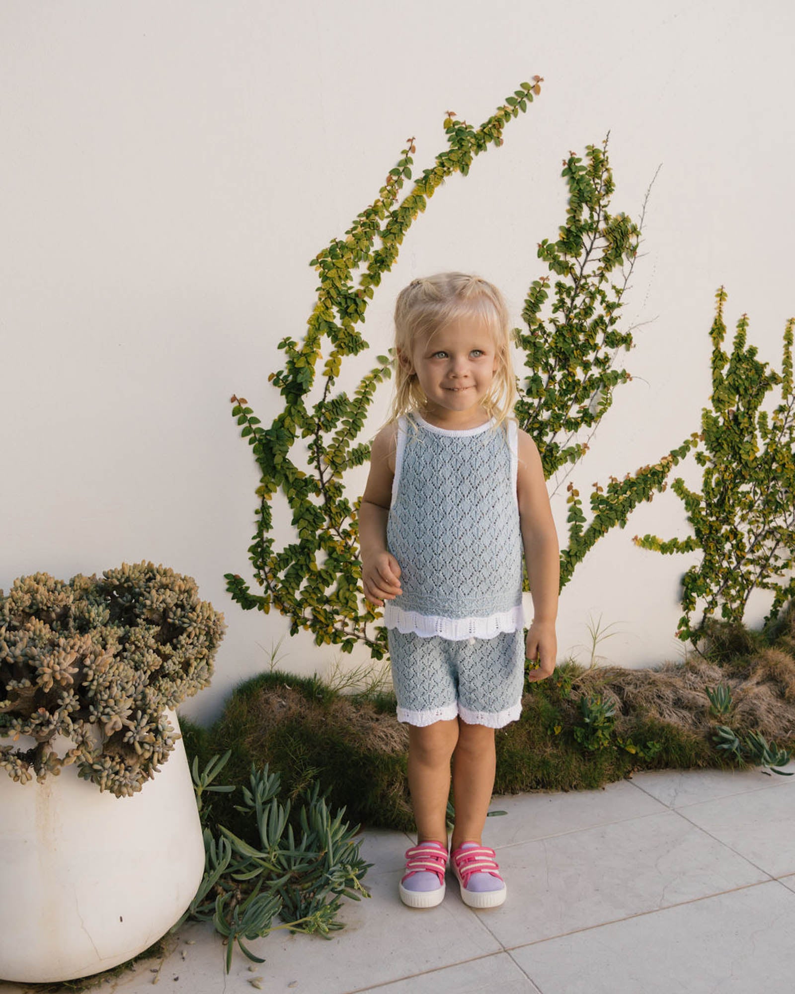 Bella Knit Tank - Blue and White
