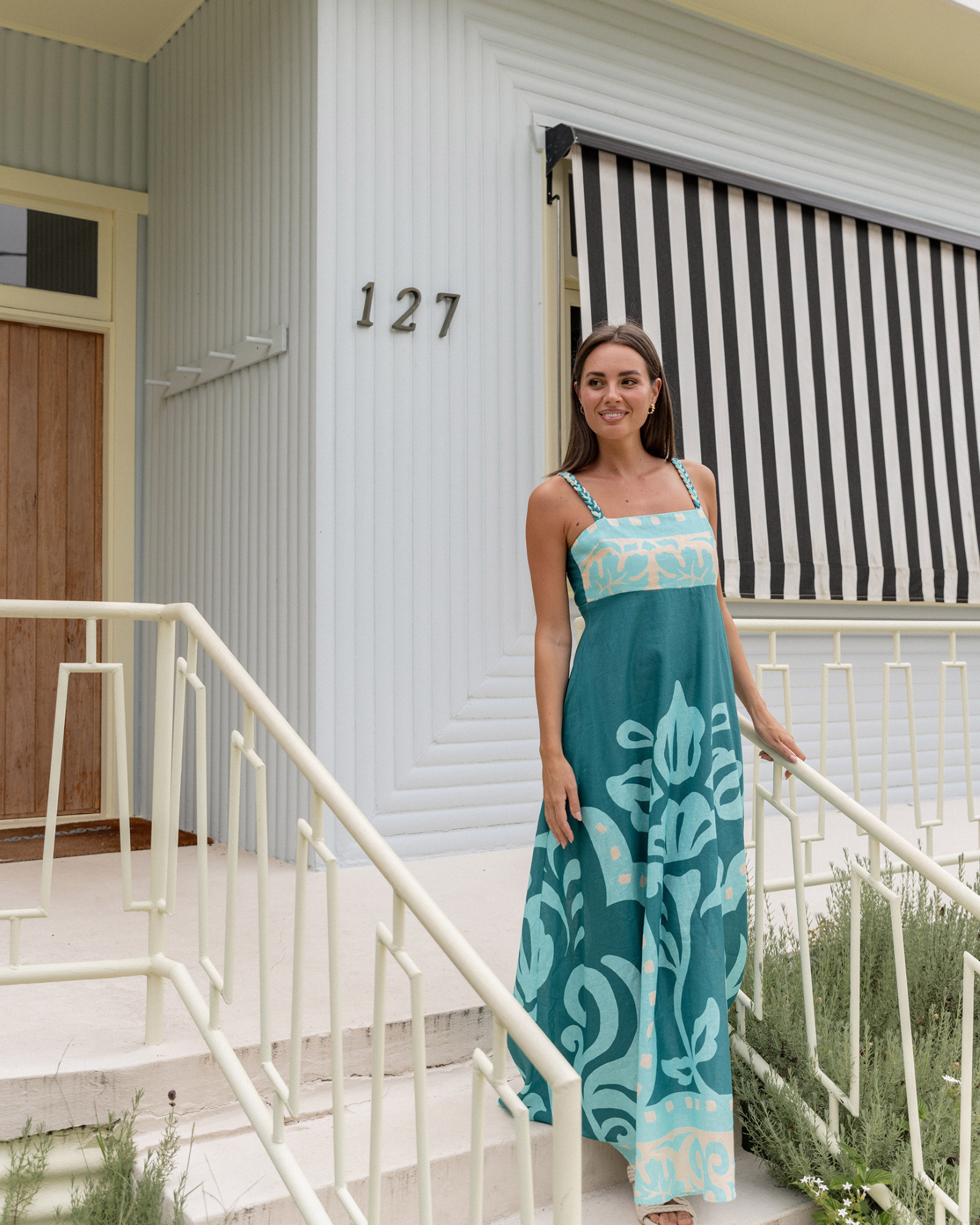 Sardinia Dress - Moroccan Mosaic | Women's Long Dress | Walnut
