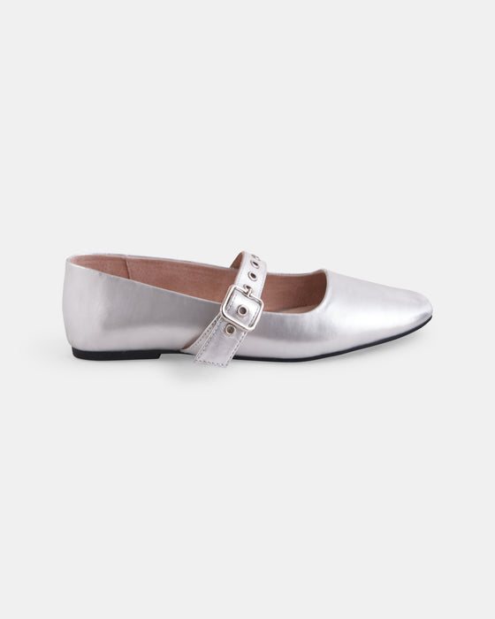 Bianca Leather Ballet - Silver