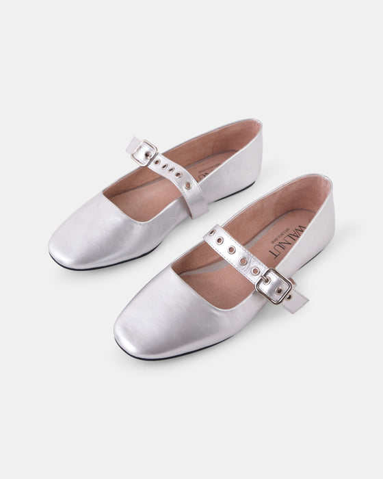 Bianca Leather Ballet - Silver