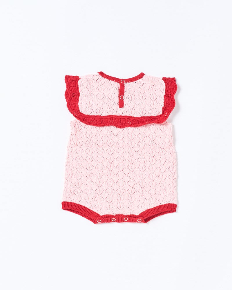 Bella Knit Romper - Red and Pink