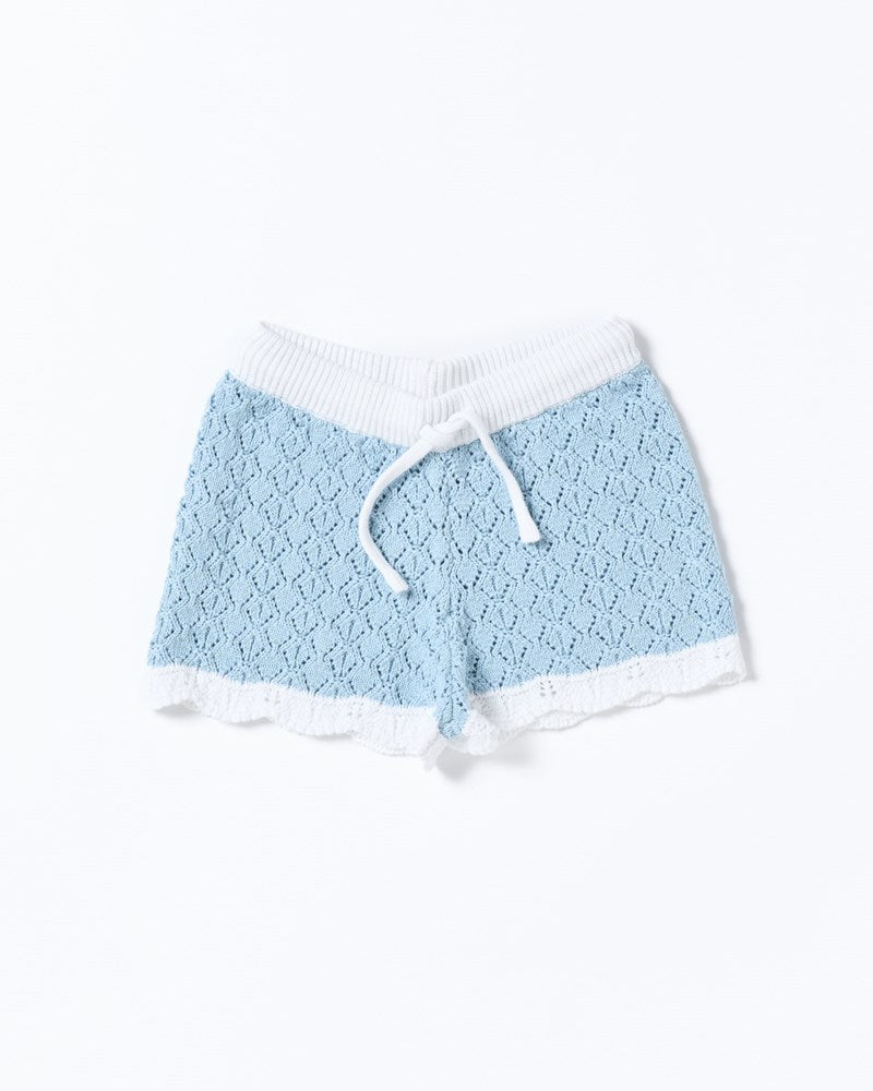 Bella Knit Short - Blue and White