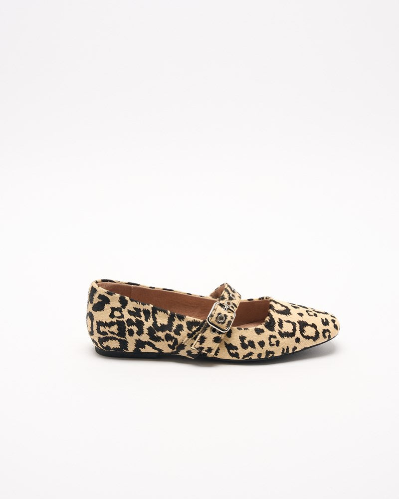 Bianca Leather Ballet - Beige Leopard
