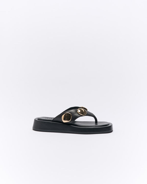 Boston Leather Slide - Black