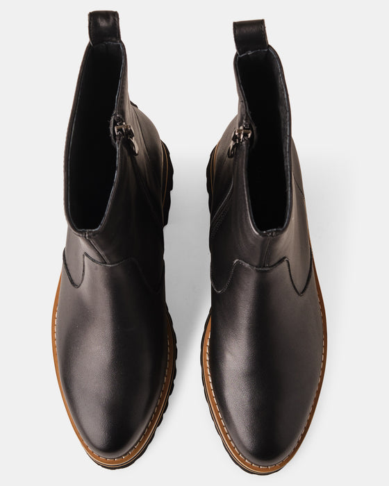 Jewel Leather Boot - Black