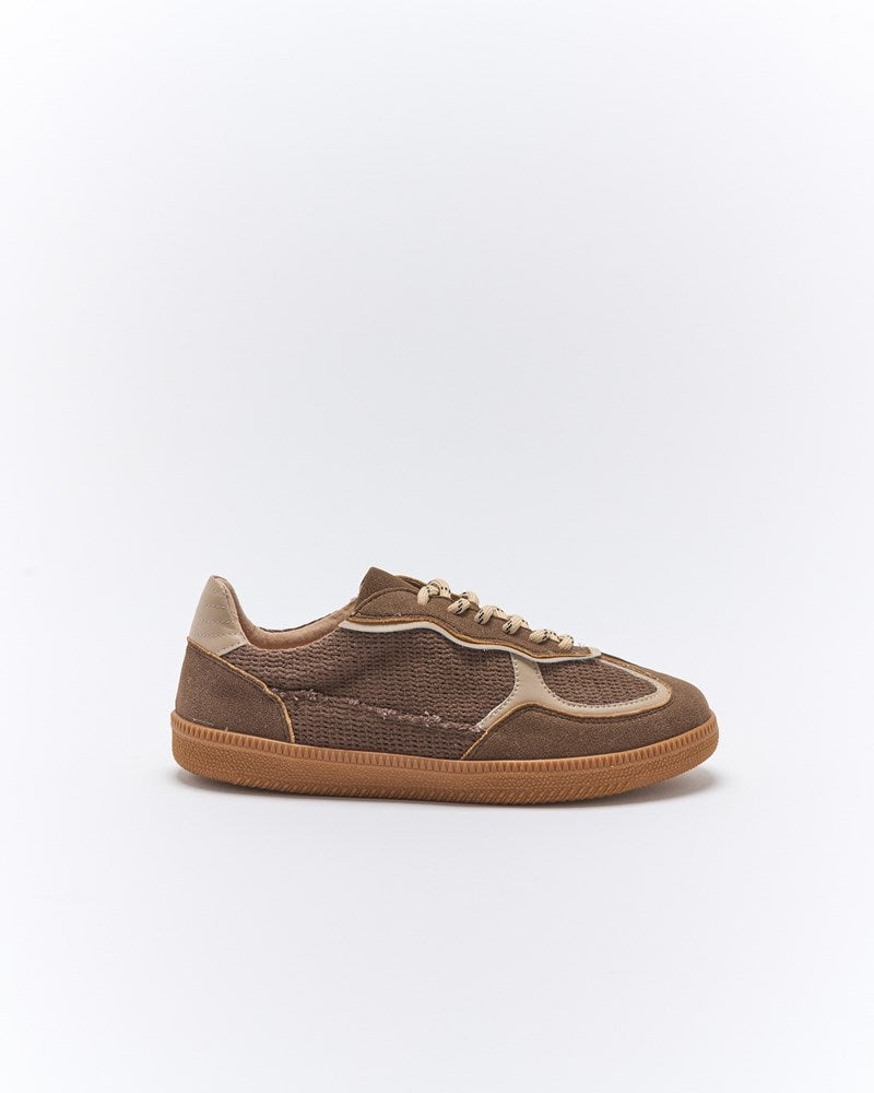 Fallon Sneaker - Chocolate Raffia