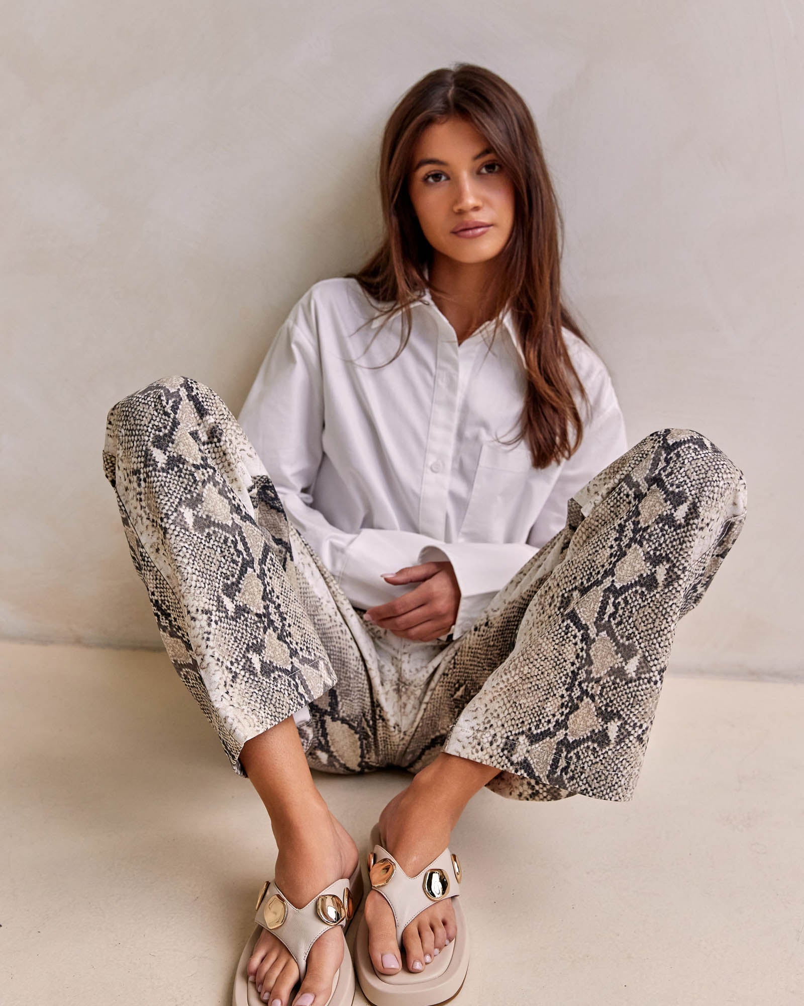 Boston Leather Slide - Vanilla