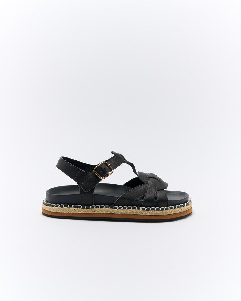 Indigo Leather Sandal - Black