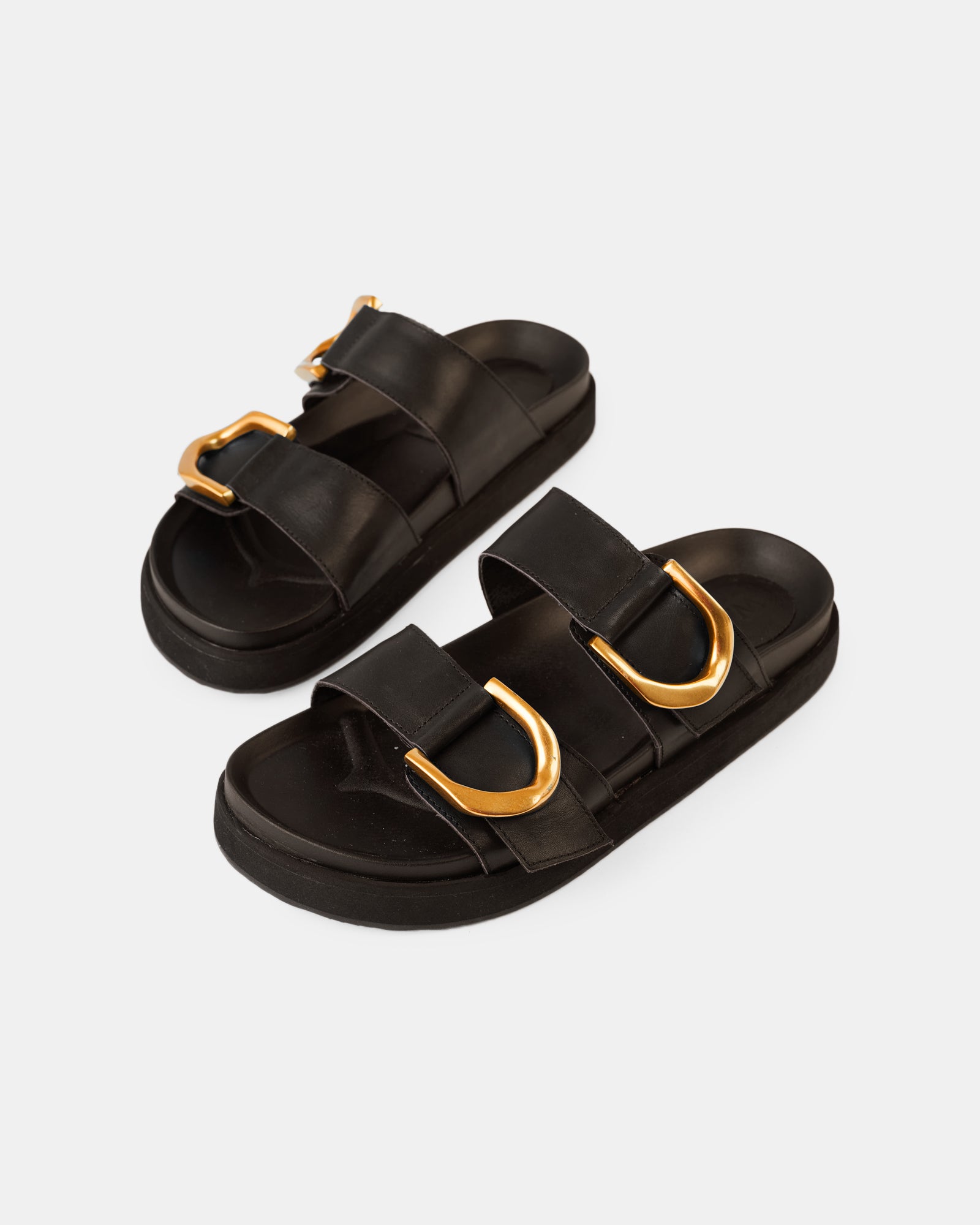 Mint Leather Slide - Black