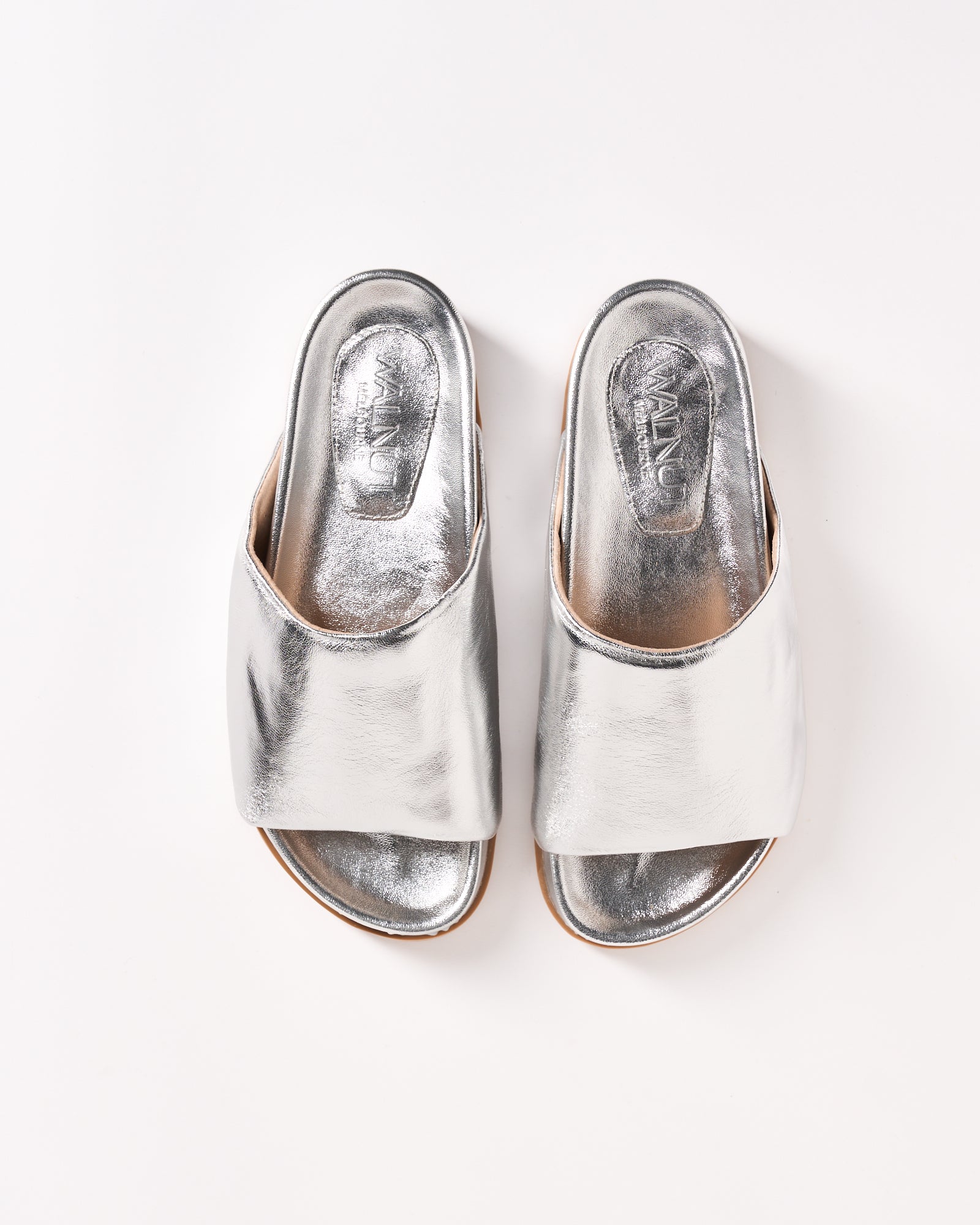 Kendall Leather Slide - Silver