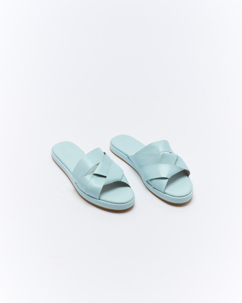 Laine Leather Slide - Sky