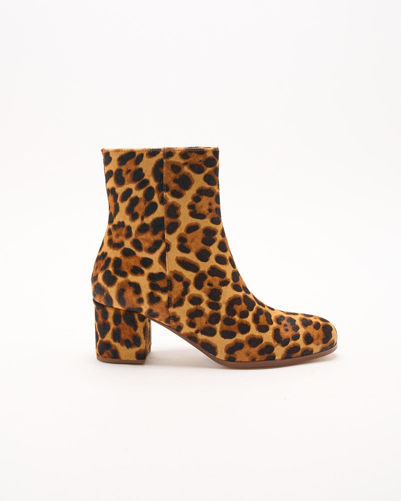 Luna Leather Boot - Tan Leopard