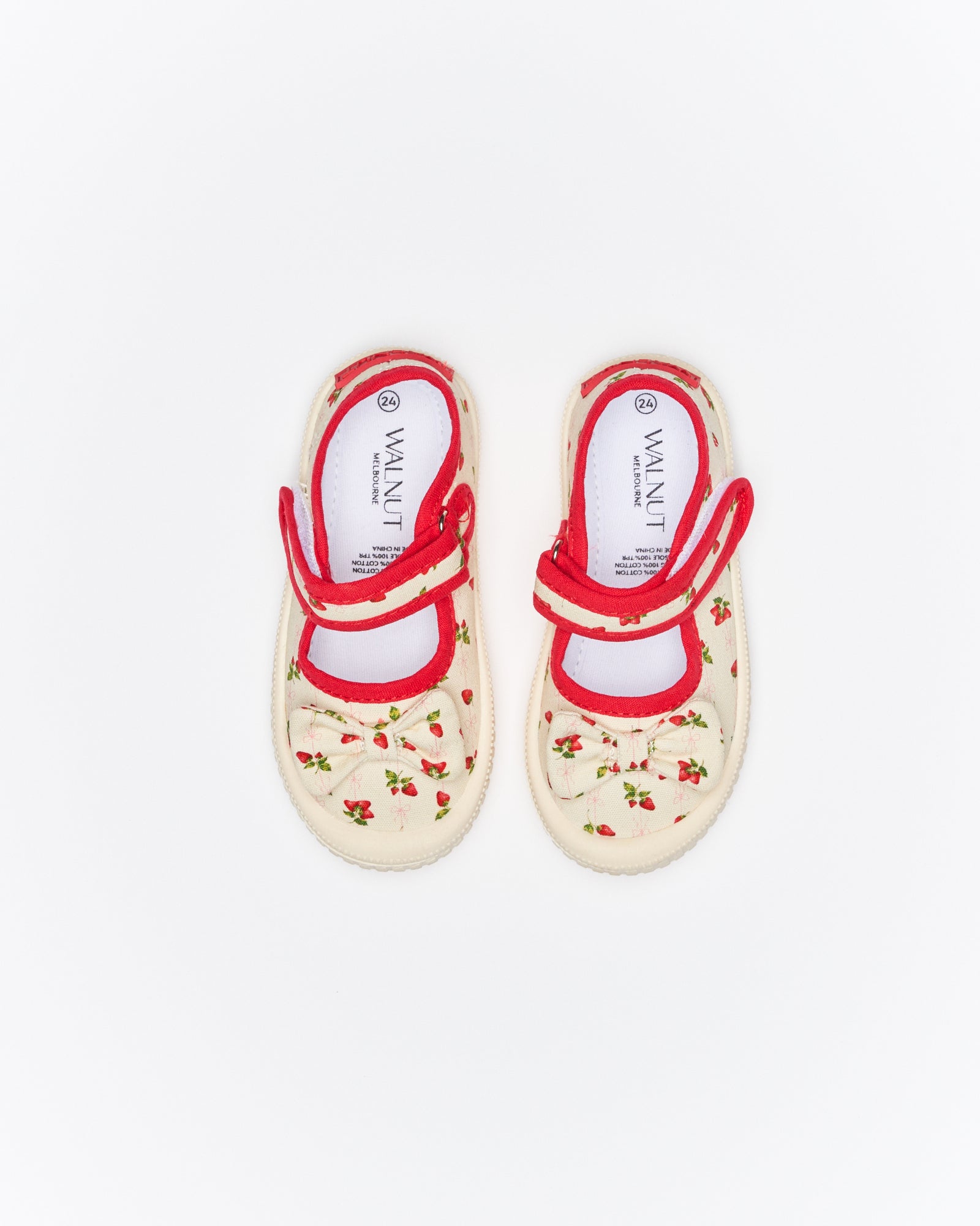 Mary Jane Bow Canvas - Strawberries & Cream