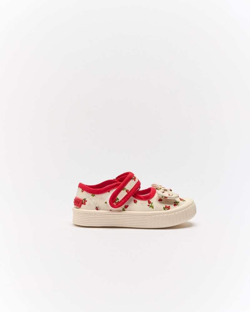 Mary Jane Bow Canvas - Strawberries & Cream