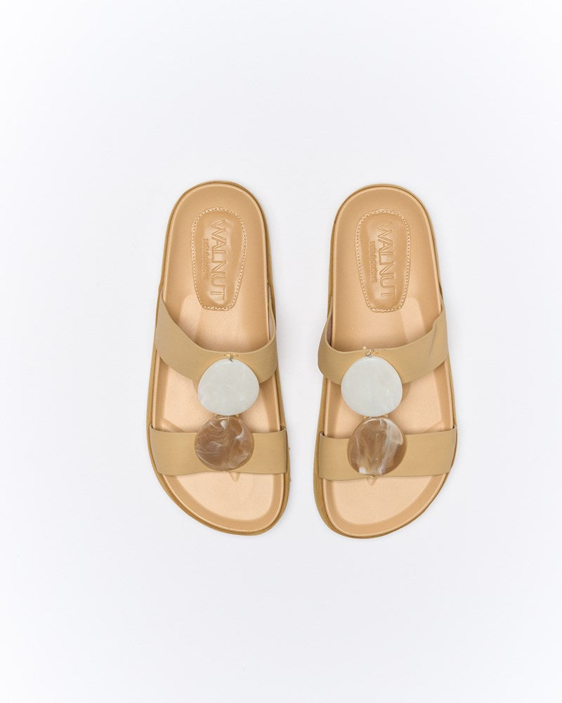 Micah Leather Slide - Biscuit