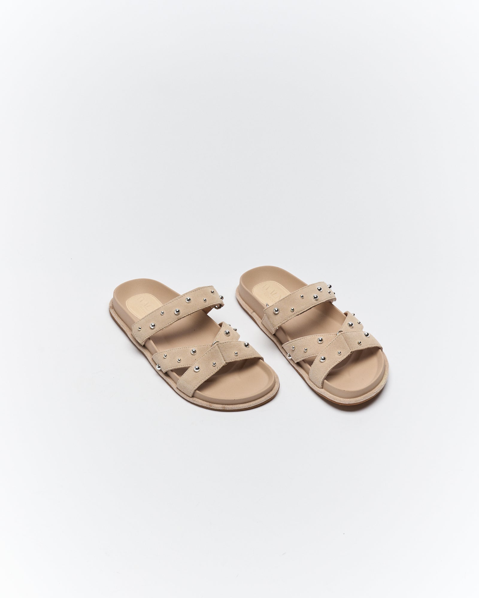 Paxon Leather Slide - Beige Suede