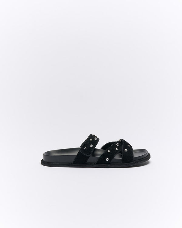 Paxon Leather Slide - Black Suede