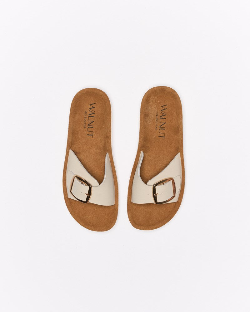 Selena Leather Slide - Bone
