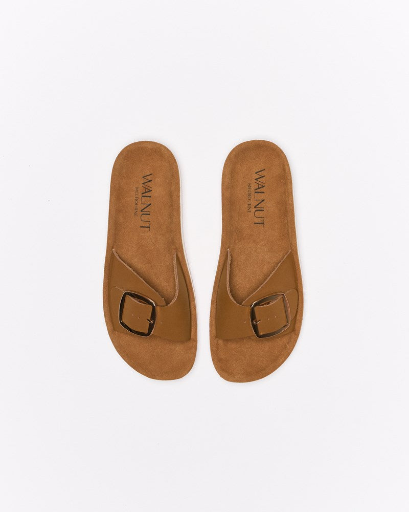 Selena Leather Slide - Tan