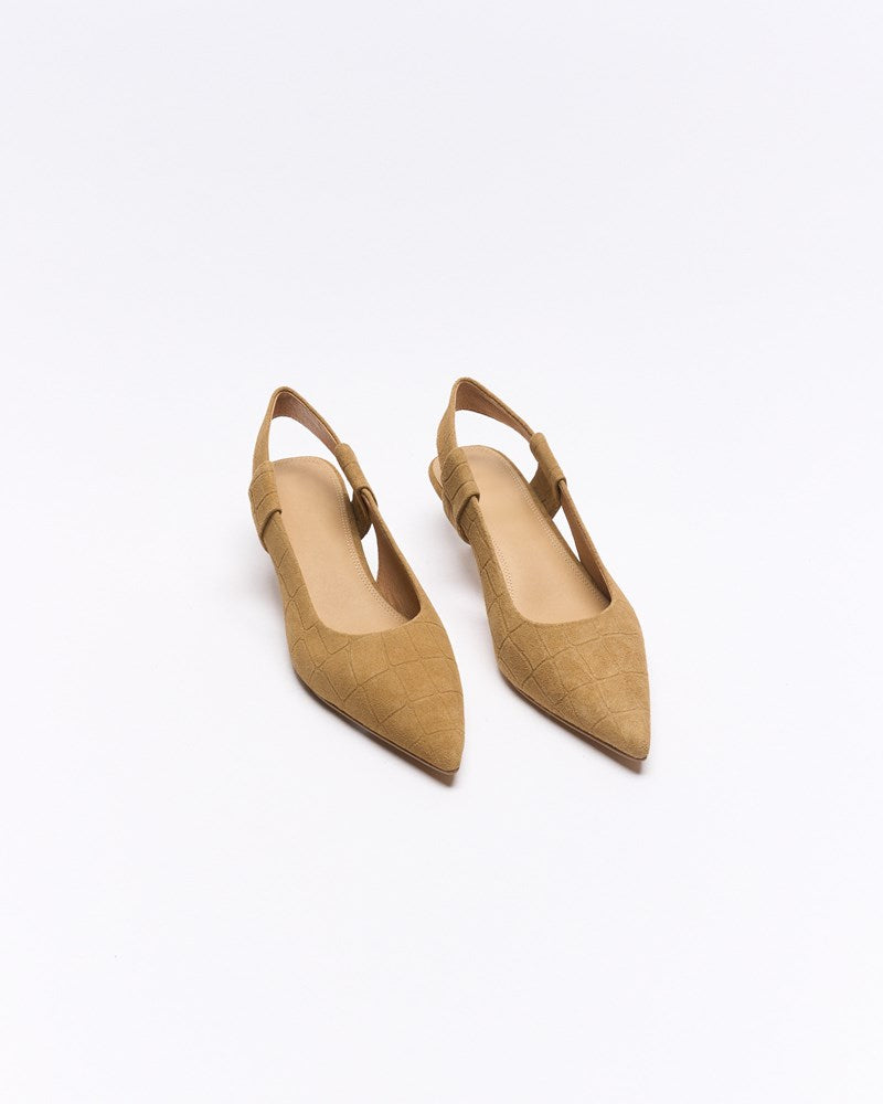 Thora Leather Heel - Tan Croc