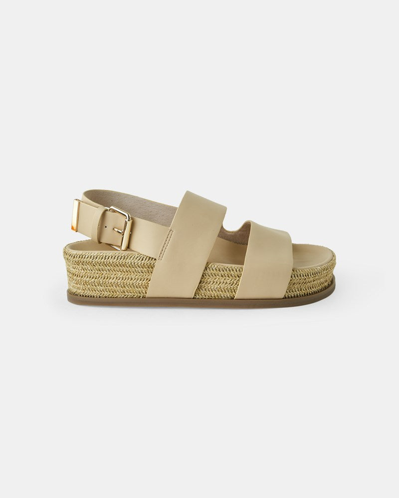 Alpe Valery Snake Strap Block Sandal With Buckle Tan
