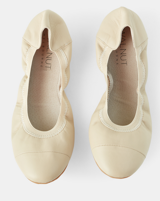 Ava Leather Ballet - Beige