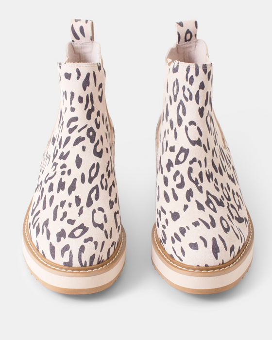 Jade Leather Boot - Vanilla Leopard Suede