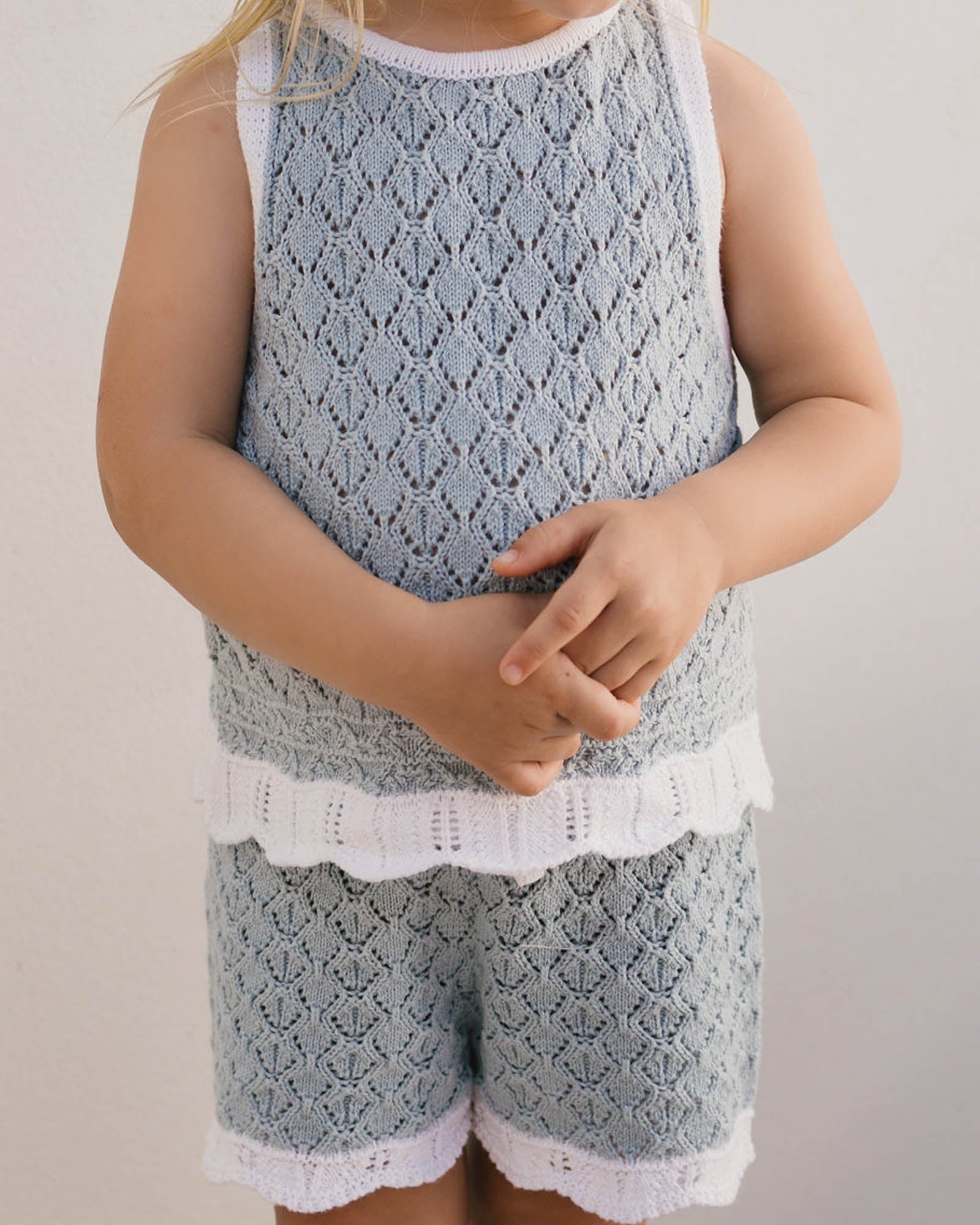 Bella Knit Short - Blue and White