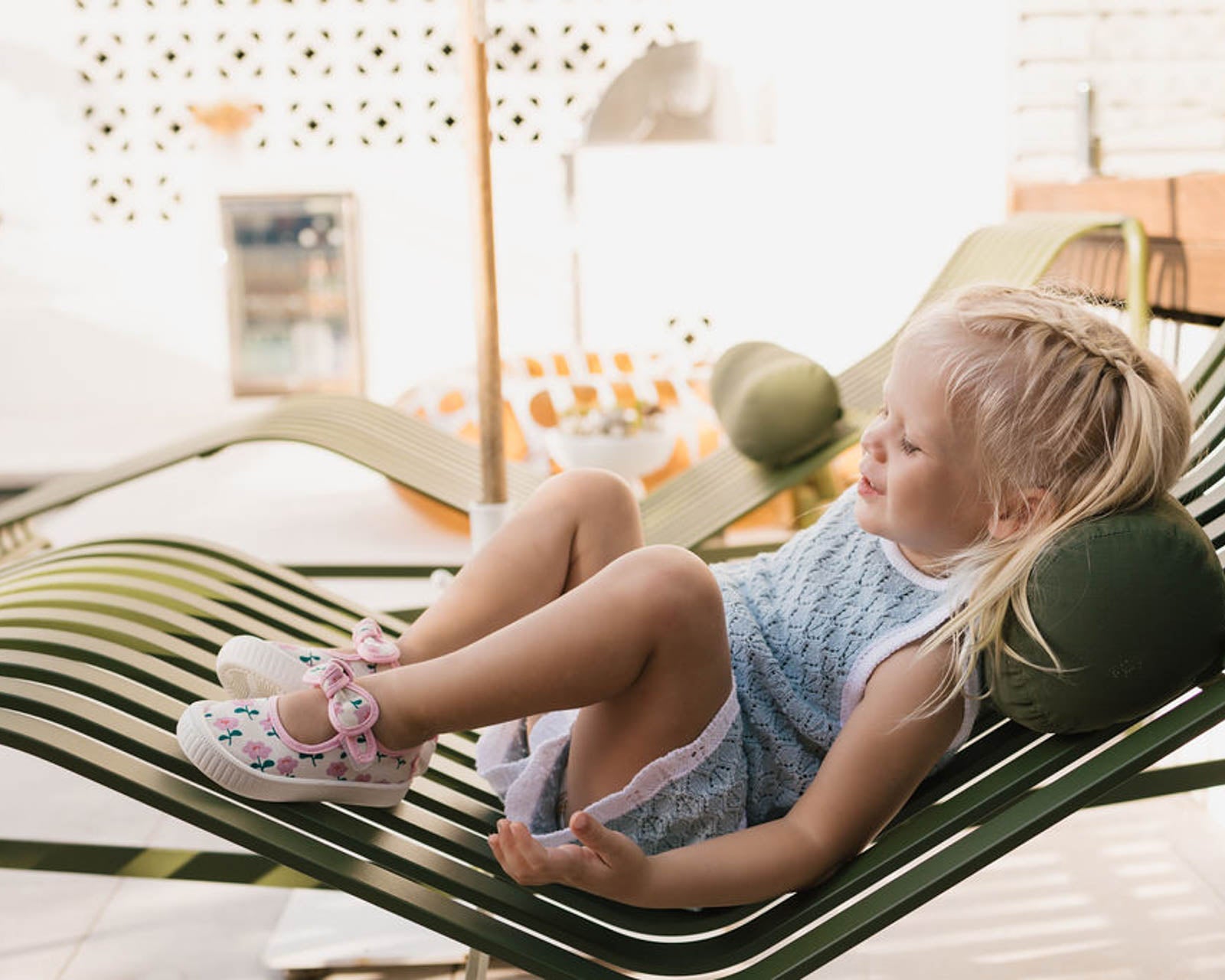Bella Knit Short - Blue and White