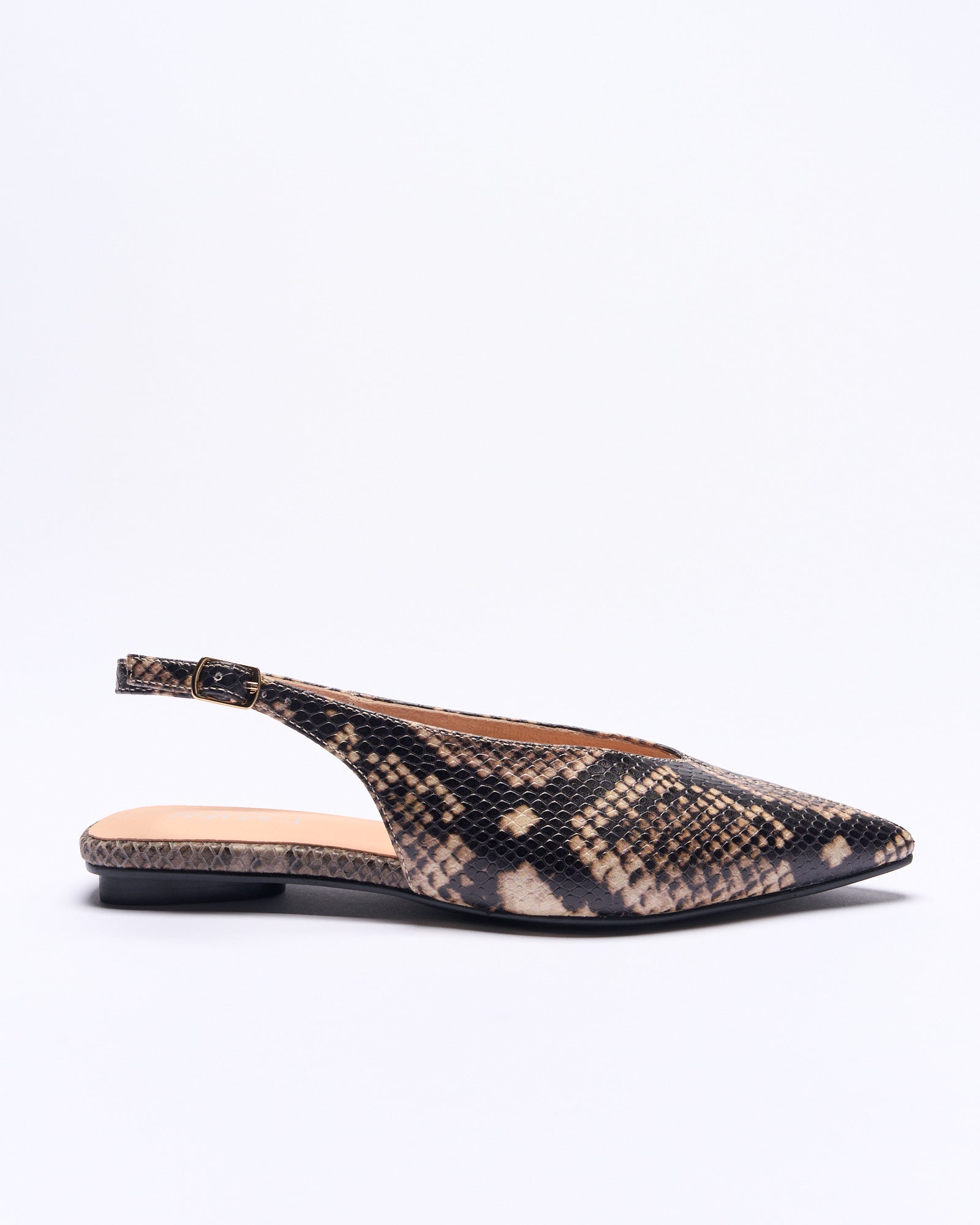 Sabine Leather Flat - Smoke Snake