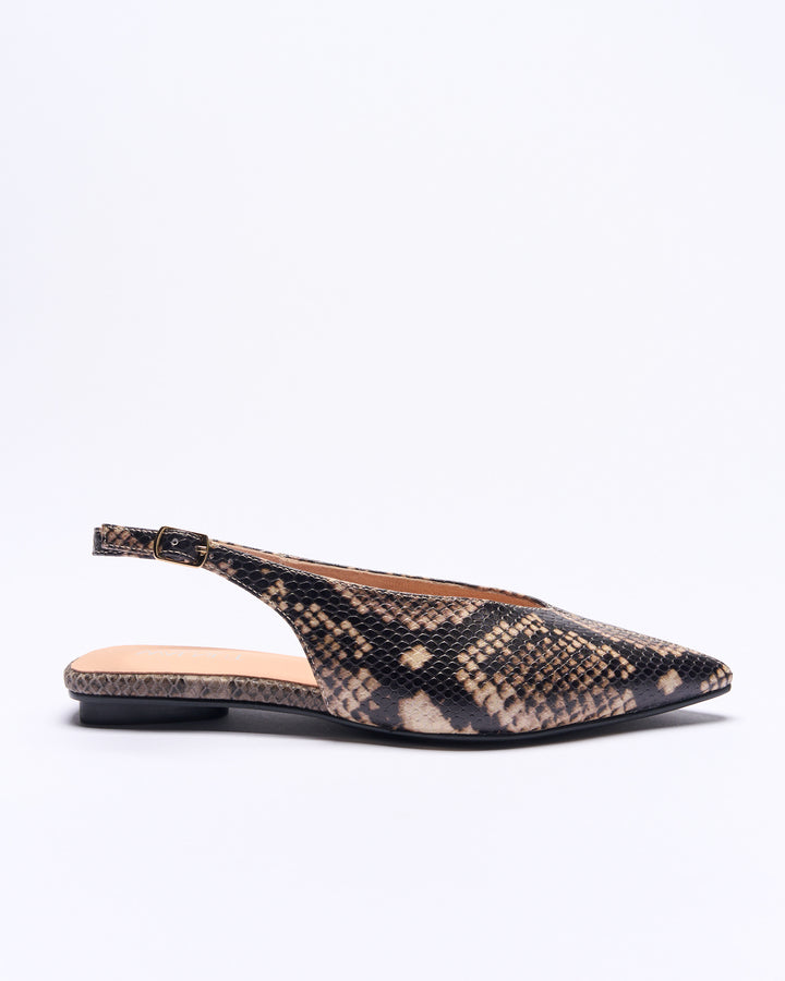 Sabine Leather Flat - Smoke Snake