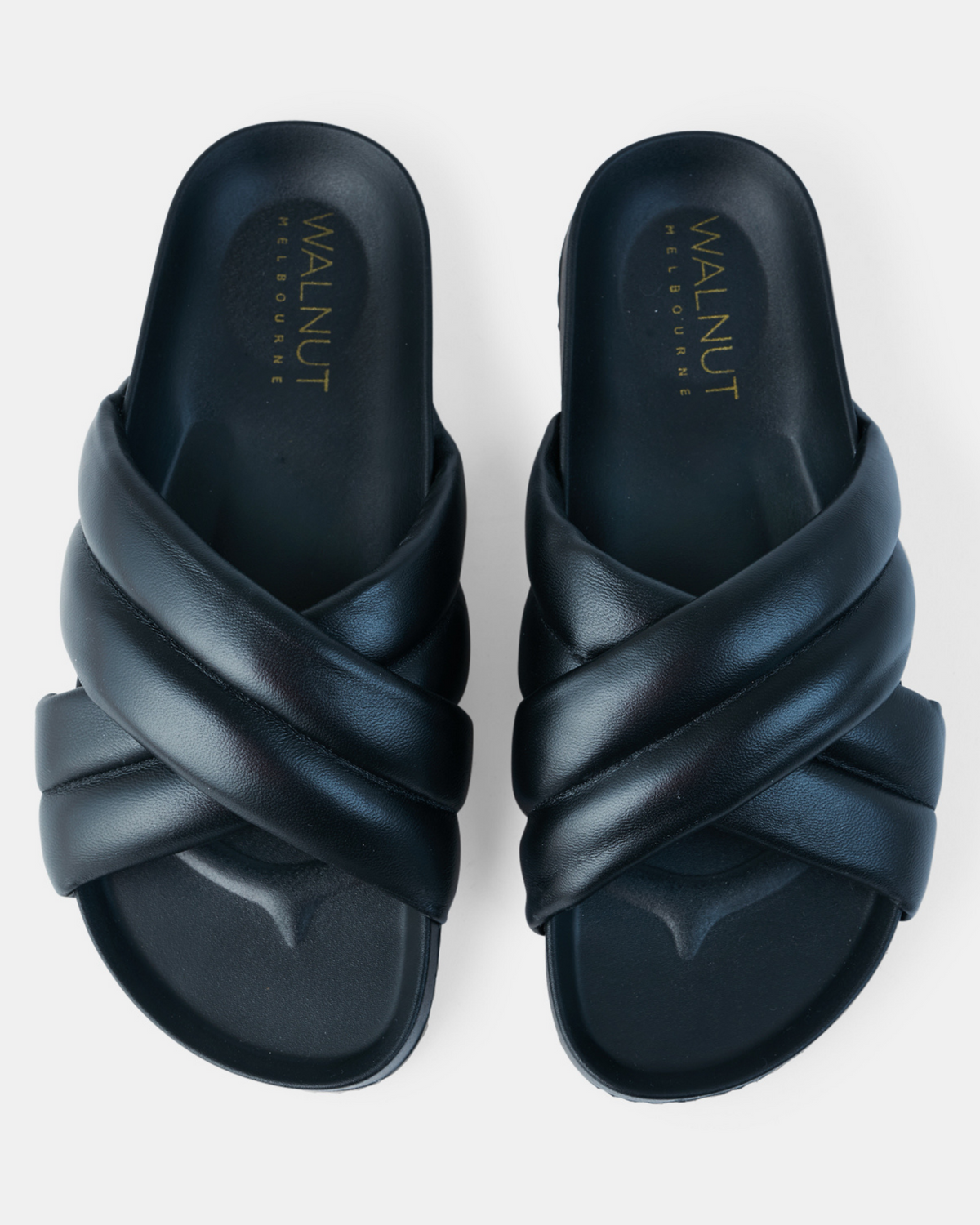 Black best sale leather slides