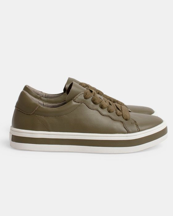Sass Leather Sneaker - Olive