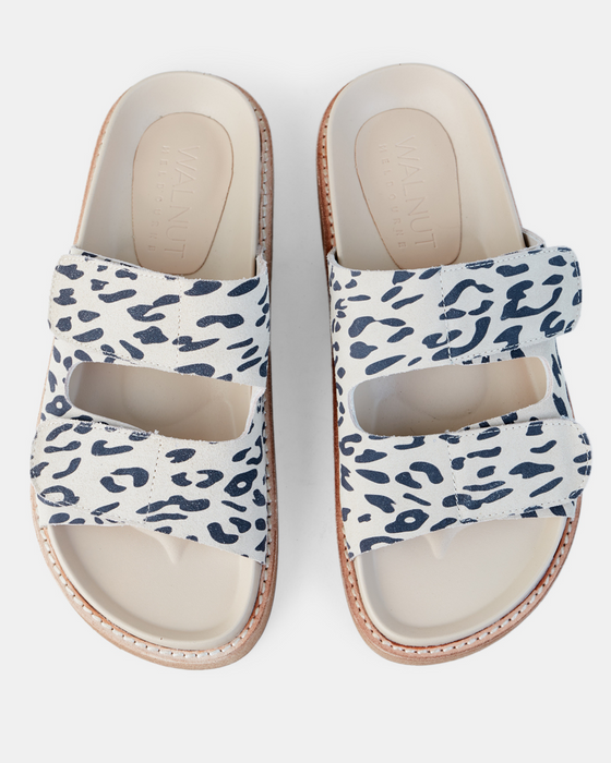 Pippa Leather Slide - Almond Leopard