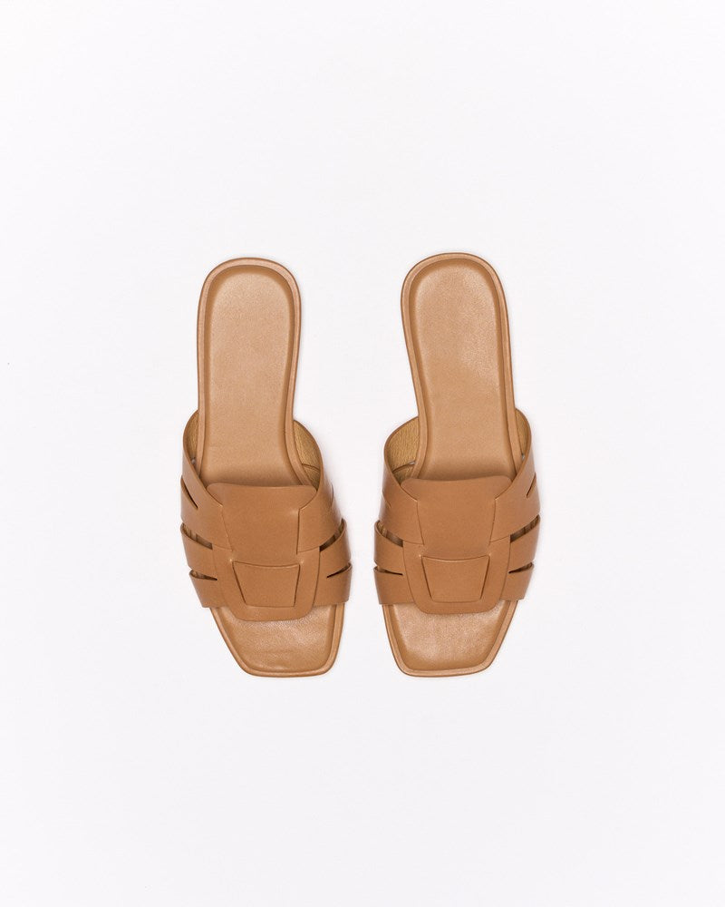 Agnes Leather Slide - Tan