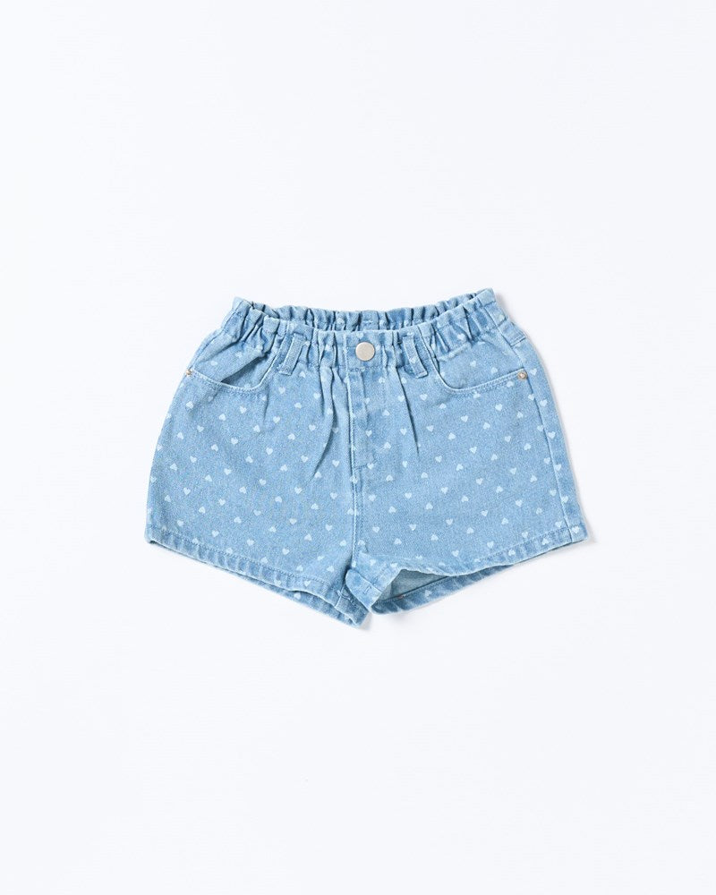 Amour Short - Denim Hearts