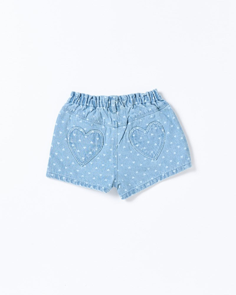Amour Short - Denim Hearts