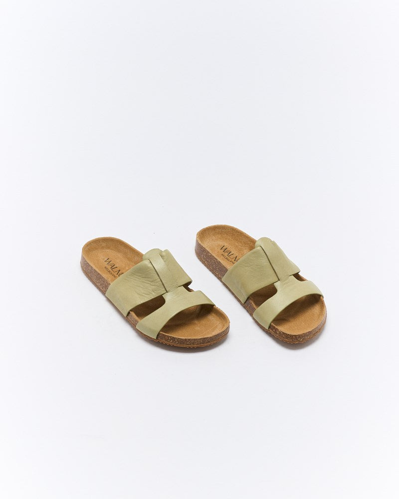 Bay Leather Slide - Sage