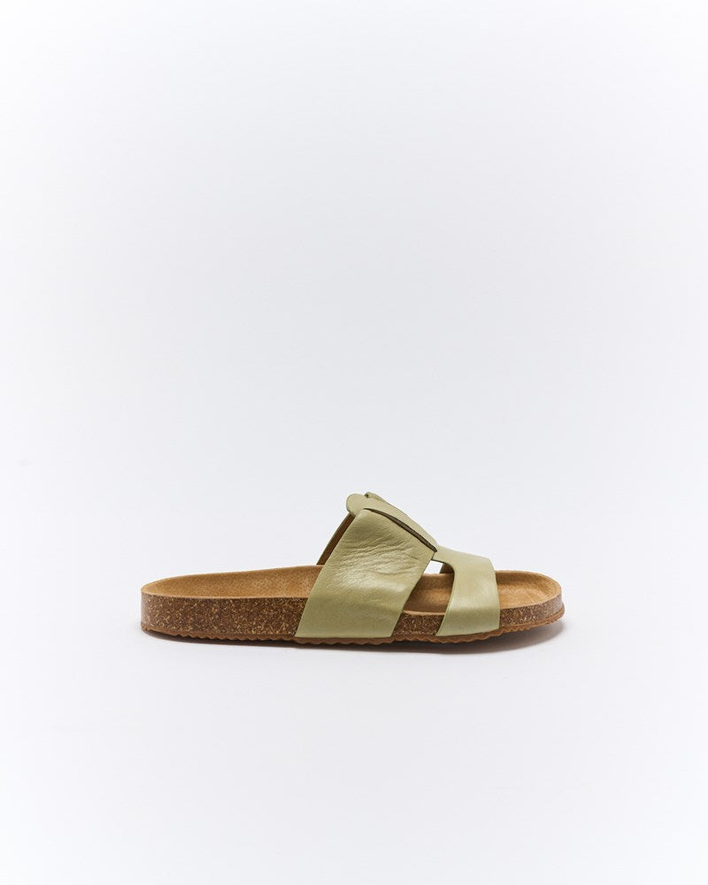 Bay Leather Slide - Sage