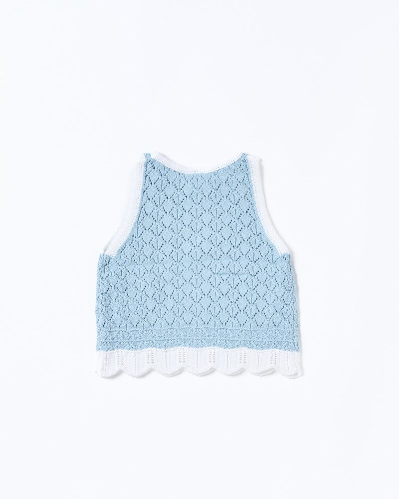 Bella Knit Tank - Blue and White