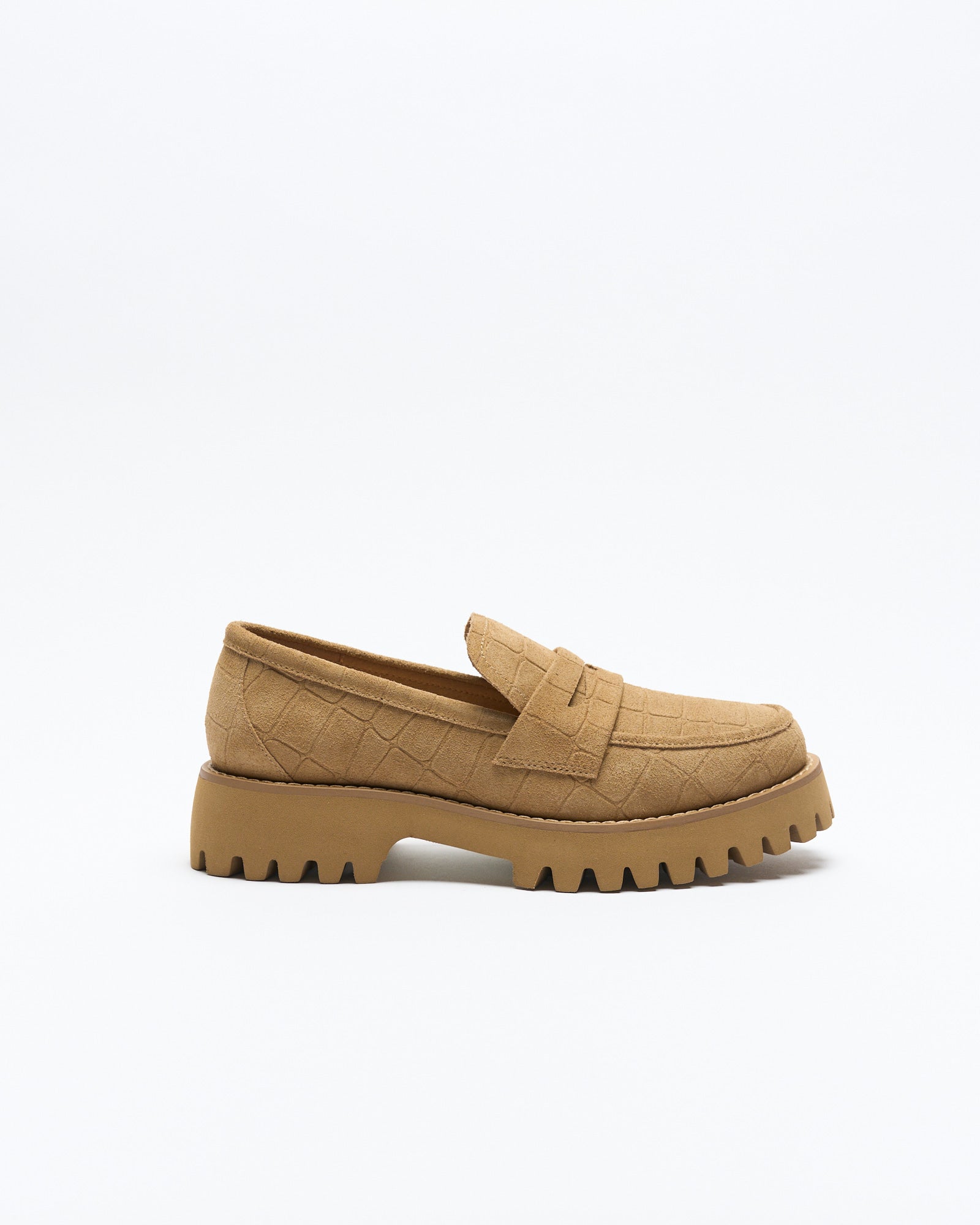 Coco Leather Loafer - Tan Croc Suede
