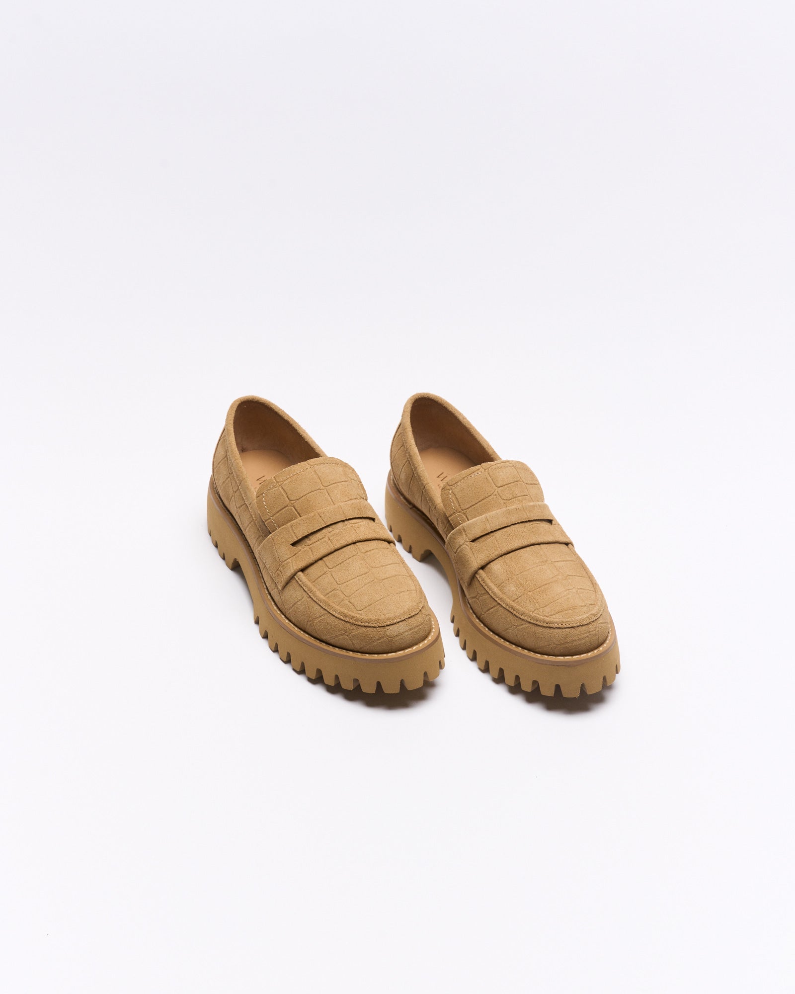 Coco Leather Loafer - Tan Croc Suede