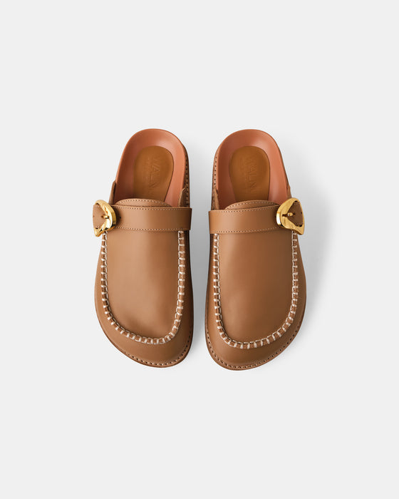 Pia Leather Mule - Fawn