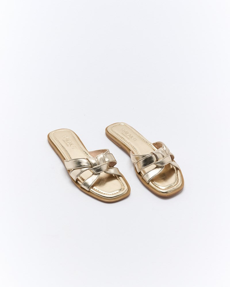 Eden Leather Slide - Soft Gold