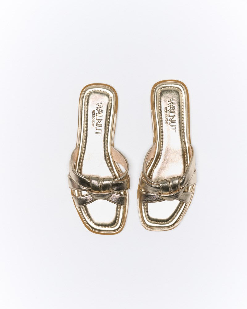 Eden Leather Slide - Soft Gold